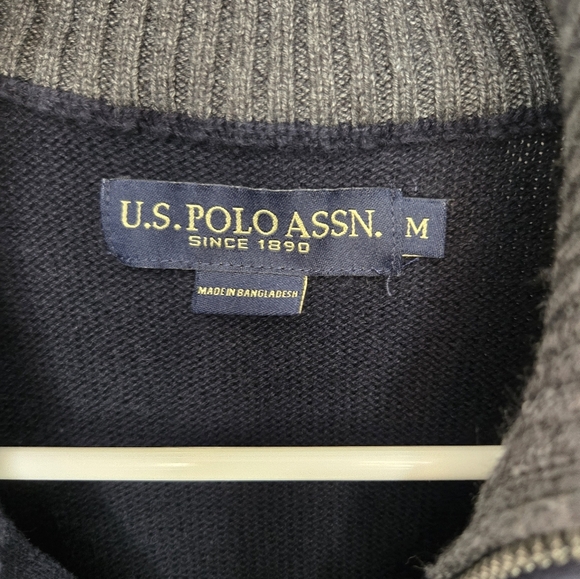 US Polo Ass. Men’s Mock Neck 1/4 Zipper Pullover Sweatshirt 100% Cotton - Picture 3 of 10